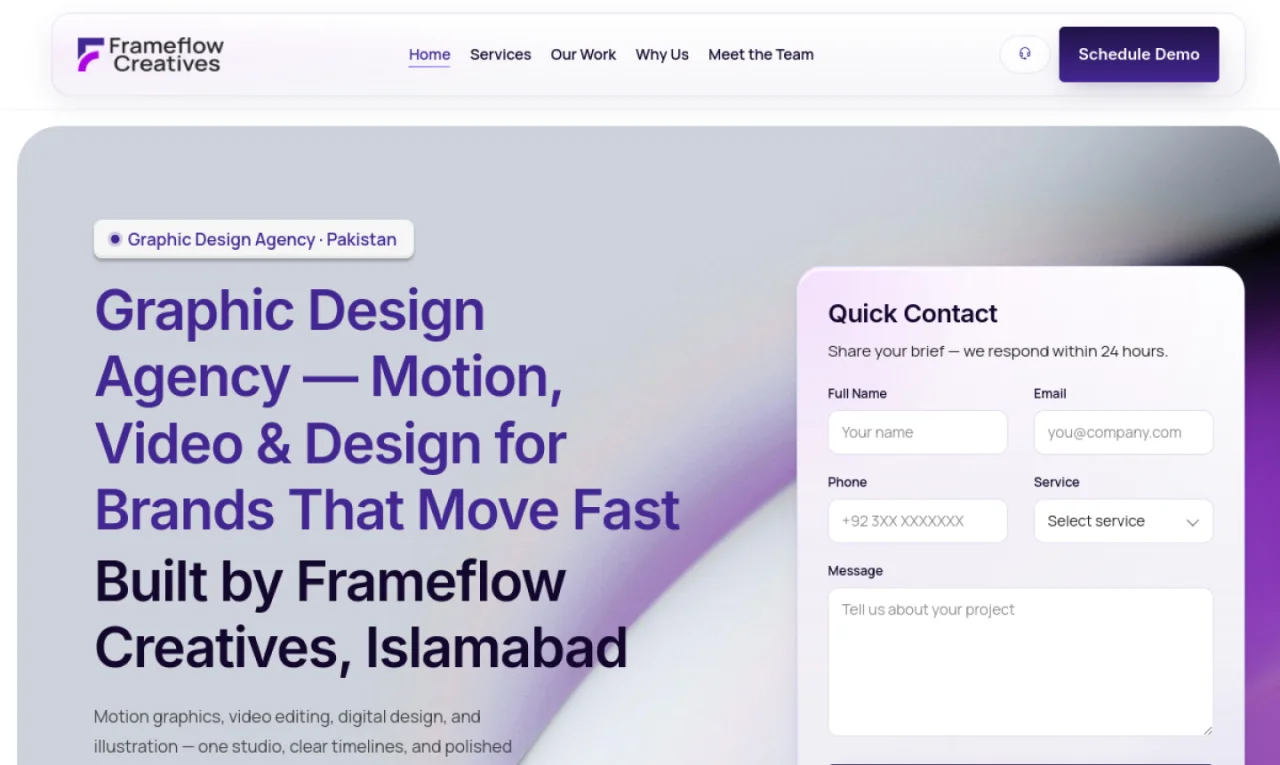 frameflowcreatives.com homepage
