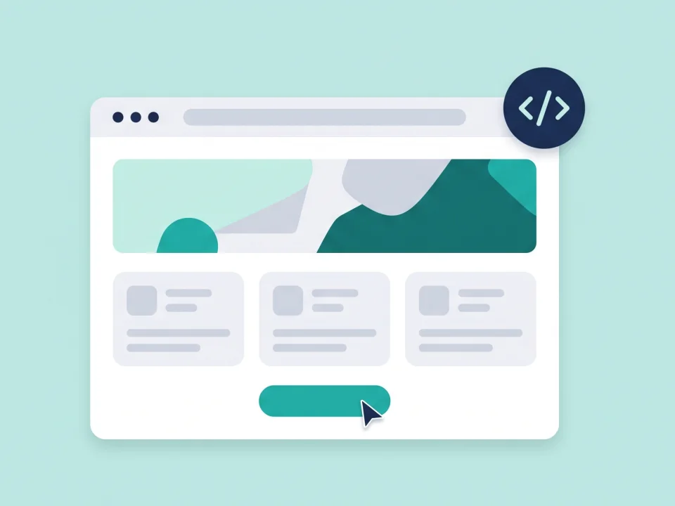 A browser window showing a page layout with a code badge